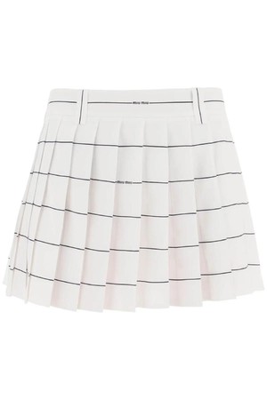 미우미우 여성 스커트 pleated mini skirt in crepe sable NB02