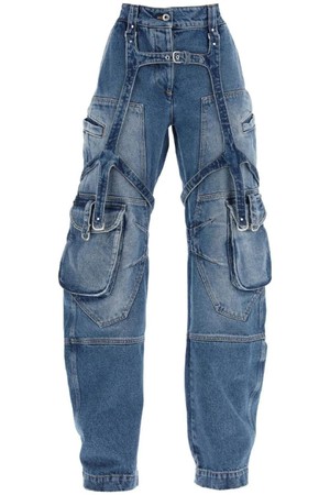 오프화이트 여성 청바지 cargo jeans with harness details NB02