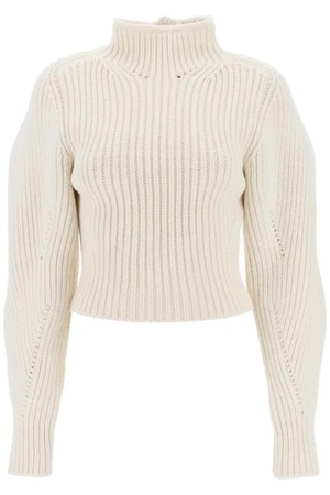 알라이아 여성 스웨터 ribbed sweater with curved sleeves NB02