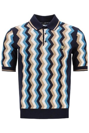 돌체앤가바나 남성 폴로티 silk polo shirt with zigzag in NB02