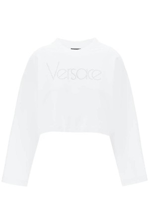 베르사체 여성 맨투맨 후드  cropped sweatshirt with rhinestone NB02