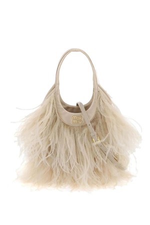 미우미우 여성 핸드백 satin handbag with feathers NB02