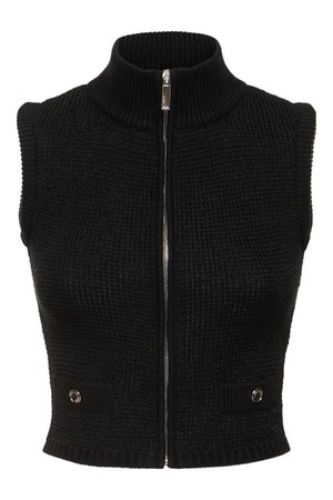 알렉산드라리치 여성 스웨터 High neck sequined knit vest w zip NB01