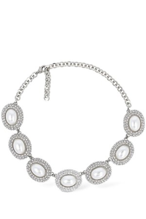 알렉산드라리치 여성 목걸이 Oval faux pearl   crystal necklace NB01