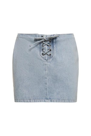 로테이트 여성 스커트 Denim lace up mini skirt NB01