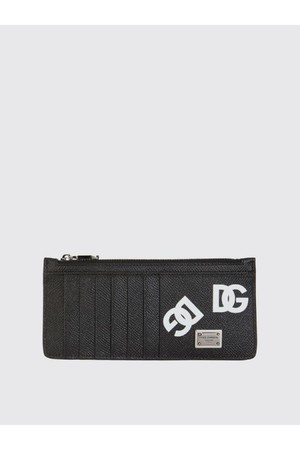 돌체앤가바나 남성 지갑 Dolce   gabbana leather card holder with printed dg logo and logoed plaque NB03