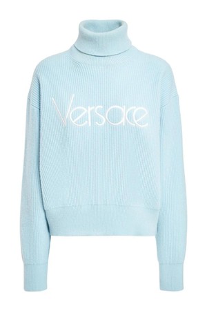 베르사체 여성 터틀넥 Logo rib knit turtleneck sweater NB01