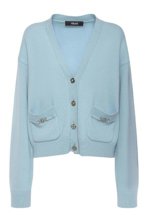 베르사체 여성 가디건 Embellished cashmere knit cardigan NB01