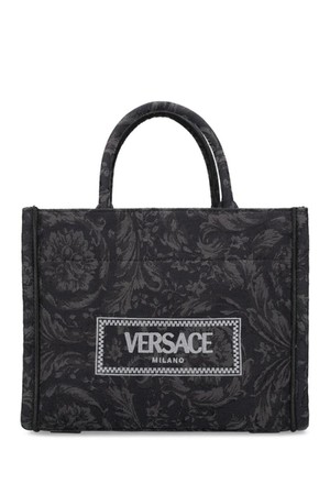 베르사체 여성 토트백 Small Barocco jacquard tote bag NB01