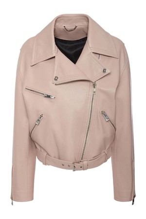 베르사체 여성 레더자켓 Belted leather biker jacket NB01