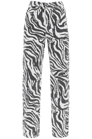 로테이트 여성 청바지 straight leg zebra print jeans NB02