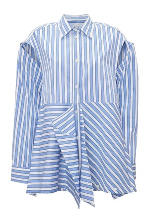 JW앤더슨 여성 셔츠 Striped cotton poplin peplum drape shirt NB01