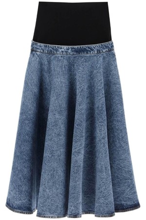 알라이아 여성 스커트 denim skirt with ruffle hem NB02