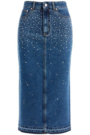 알렉산드라리치 여성 스커트  denim midi skirt with rhin NB02