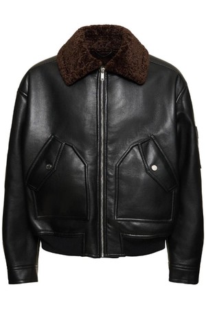 나누시카 남성 가죽 자켓 Faux leather shearling flight jacket NB01