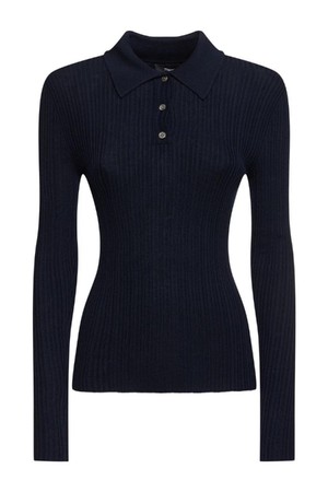 띠어리 여성 스웨터 Ribbed viscose blend polo top NB01