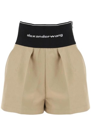 알렉산더왕 여성 숏팬츠 cotton and nylon shorts with branded waistband NB02