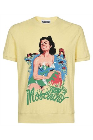 모스키노 남성 티셔츠 Moschino A0714 2045 GRAPHIC PRINT SHORT SLEEVED T shirt   Yellow NB24