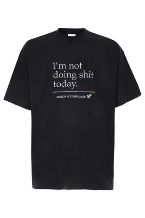 베트멍 남성 티셔츠 Vetements UE63TR320B NOT DOING SHIT TODAY T shirt   Black NB24