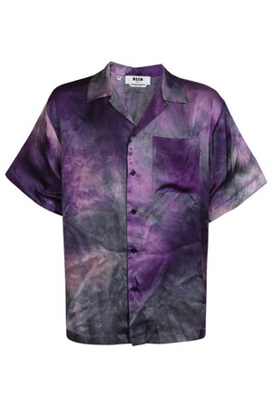 엠에스지엠 남성 셔츠 MSGM 3440ME16X 237014 VISCOSE FLUID TIE DYE SHORT SLEEVED Shirt   Purple NB24