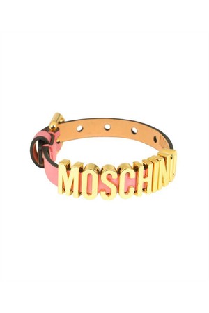 모스키노 여성 팔찌 Moschino A7764 8008 LOGO LETTERING LEATHER Bracelet   Pink NB24