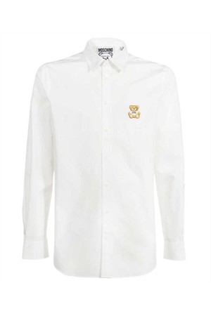 모스키노 남성 셔츠 Moschino V0221 2035 TEDDY BEAR APPLIQU� Shirt   White NB24