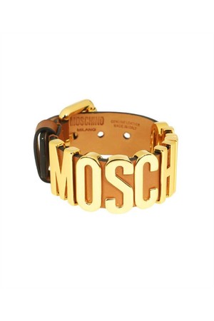 모스키노 여성 팔찌 Moschino A7763 8008 EMBOSSED LOGO LEATHER Bracelet   Brown NB24