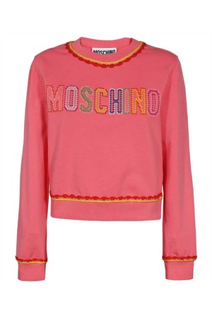 모스키노 여성 맨투맨 후드 Moschino A1702 528 CROCHET DETAILS ORGANIC COTTON Sweatshirt   Pink NB24