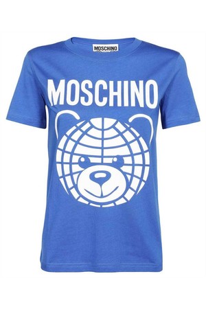 모스키노 여성 티셔츠 Moschino V0708 0541 MOSCHINO TEDDY BEAR ORGANIC JERSEY T shirt   Blue NB24