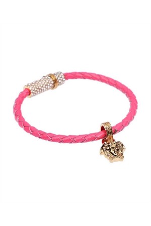 베르사체 여성 팔찌 Versace 1009216 1A05169 BRAIDED LEATHER Bracelet   Pink NB24