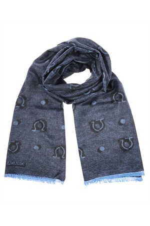 페라가모 남성 스카프 Salvatore Ferragamo 520091 SILK JACQUARD Scarf   Blue NB24