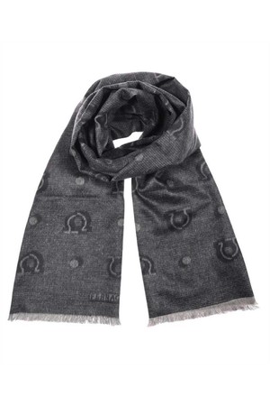 페라가모 남성 스카프 Salvatore Ferragamo 520091 SILK JACQUARD Scarf   Grey NB24