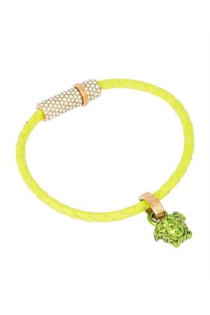 베르사체 여성 팔찌 Versace 1009216 1A05169 BRAIDED LEATHER Bracelet   Green NB24