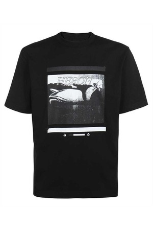 헤론프레스톤 남성 티셔츠 Heron Preston HMAA032S23JER006 MISPRINTED HERON T shirt   Black NB24