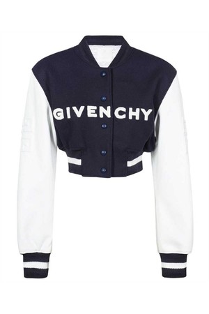 지방시 여성 자켓 Givenchy BW00CQ611N CROPPED VARSITY IN WOOL AND LEATHER Jacket   Blue NB24