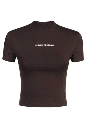 헤론프레스톤 여성 티셔츠 Heron Preston HWAA022F23JER001 SHORT SLEEVE BABY T shirt   Brown NB24