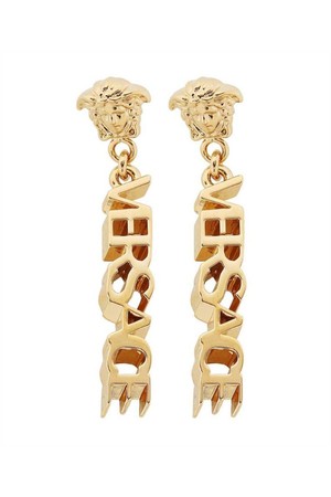 베르사체 여성 귀걸이 Versace 1002273 1A00620 LOGO DROP Earrings   Gold NB24