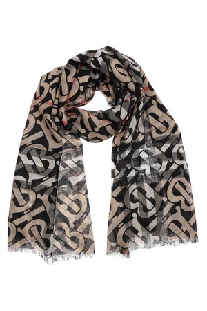 버버리 여성 스카프 Burberry 8055862 MONOGRAM PRINT LIGHTWEIGHT CHECK WOOL SILK Scarf   Beige NB24