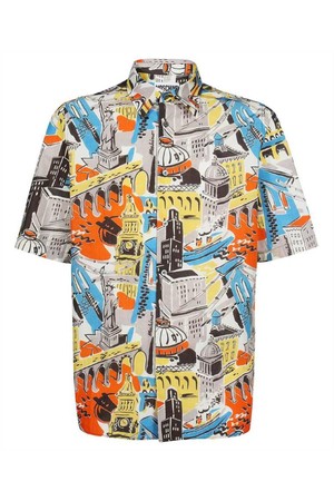 모스키노 남성 셔츠 Moschino A0206 2061 CITY PRINT NYLON Shirt   Multicolor NB24