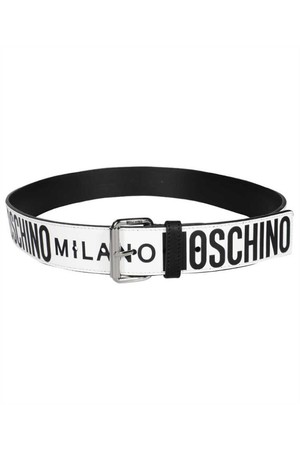 모스키노 남성 벨트 Moschino A8022 8010 CALFSKIN WITH LOGO Belt   White NB24