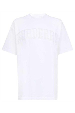 버버리 여성 티셔츠 Burberry 8066316 LACE LOGO COTTON OVERSIZED T shirt   White NB24