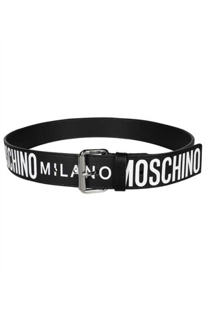 모스키노 남성 벨트 Moschino A8022 8010 CALFSKIN WITH LOGO Belt   Black NB24