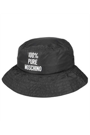 모스키노 여성 모자 Moschino A9204 8267 LOGO PRINT SLOUCHY BUCKET Hat   Black NB24