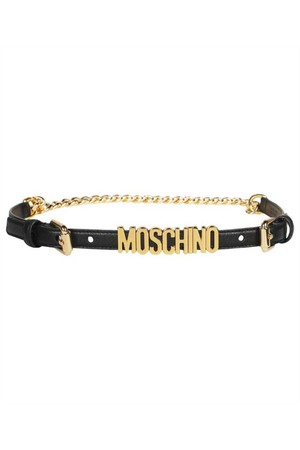 모스키노 여성 벨트 Moschino 8032 8008 LETTERING LOGO CALFSKIN AND CHAIN Belt   Black NB24