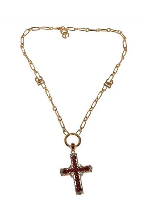 돌체앤가바나 남성 목걸이 Dolce   Gabbana WNP3S4 W1111 CROSS AND YELLOW CRYSTALS Necklace   Red NB24