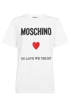 모스키노 여성 티셔츠 Moschino J0703 0541 LOGO PRINT COTTON T shirt   White NB24