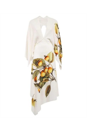 페라가모 여성 원피스 Salvatore Ferragamo 13C986 ASYMMETRIC WITH BOTANICAL PRINT Dress   Beige NB24