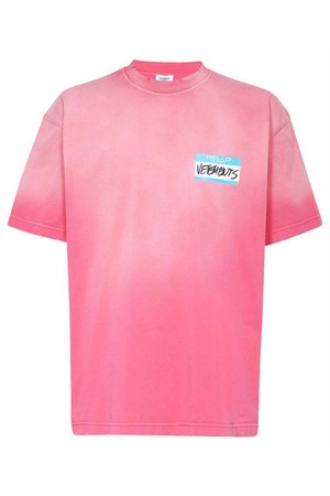 베트멍 남성 티셔츠 Vetements UE63TR640P MY NAME IS VETEMENTS FADED T shirt   Pink NB24