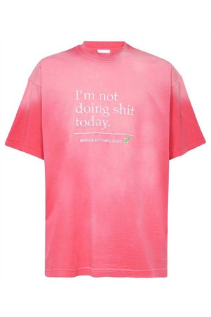 베트멍 남성 티셔츠 Vetements UE63TR320P NOT DOING SHIT TODAY T shirt   Pink NB24