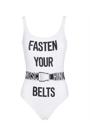 모스키노 여성 수영복 Moschino A4202 0576 FASTEN YOUR BELTS ONE PIECE Swimsuit   White NB24